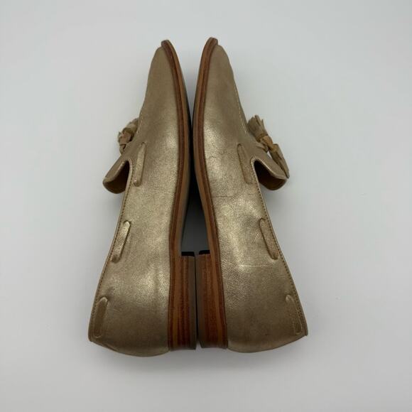 Talbots Leighton Tassel Loafers Gold Metallic Suede 8 - Picture 11 of 15